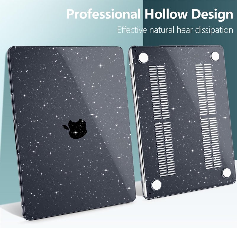 DONGKE Compatible with MacBook Air 13.6 inch Case M4 M3 M2 2025 2024 2023 2022 A3240 A3113 A2681, Glitter Bling Plastic Hard Shell & Keyboard Cover for MacBook Air M4 13 inch Case, Sparkly Black - Image 5